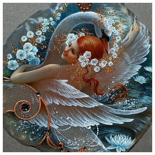 Swan Girl 50*50cm full round drill diamond painting