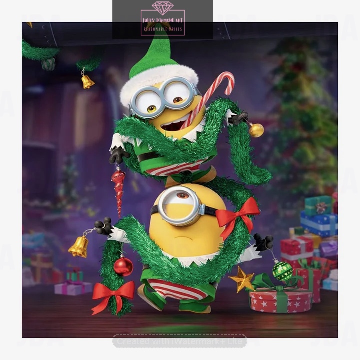 Christmas Minions 30*30cm full round drill diamond painting