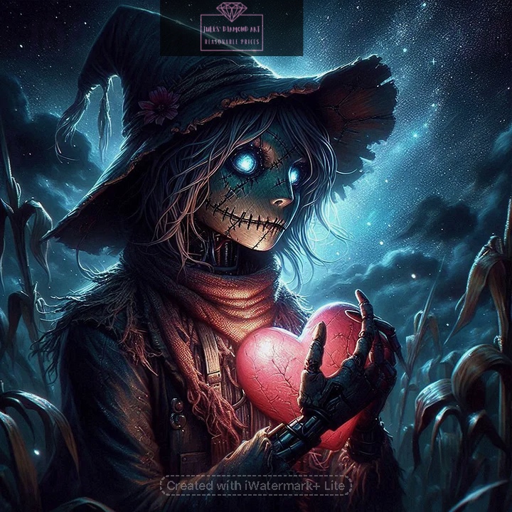 Scarecrow with a heart 40*40cm full round drill diamond painting