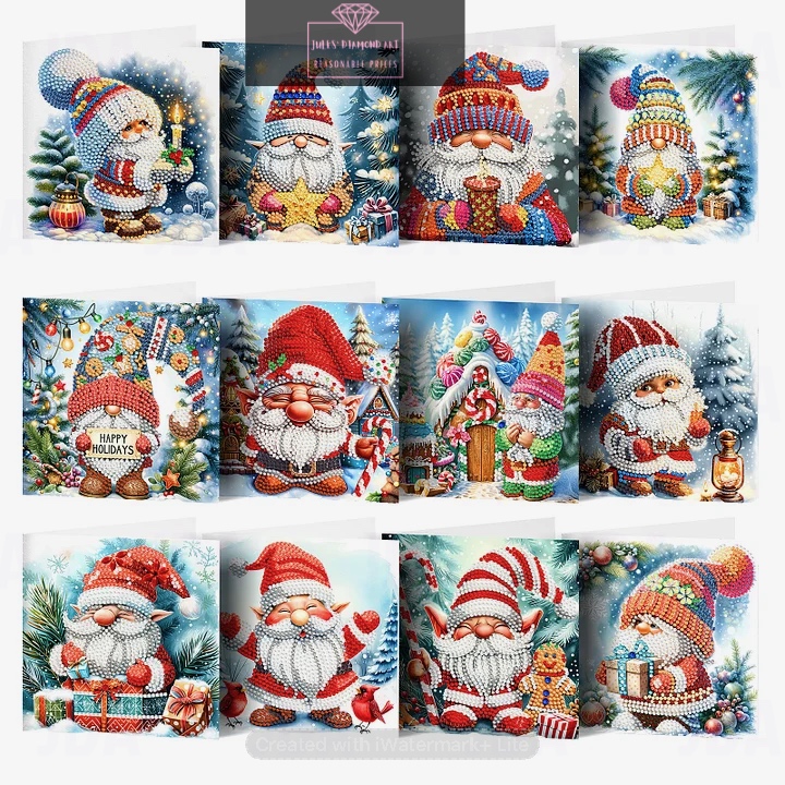 12 pcs Christmas diamond painting greeting cards