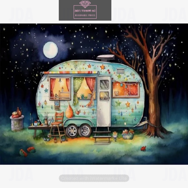 Picnic Car 40*30cm full square drill diamond painting