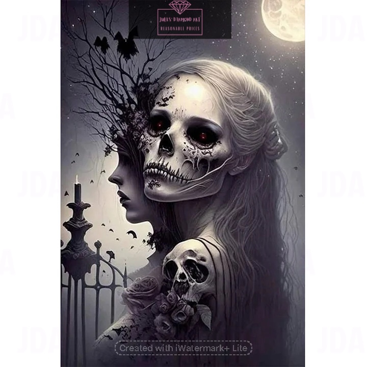 Halloween Skull Girl Another Face 40*60cm full round drill diamond painting