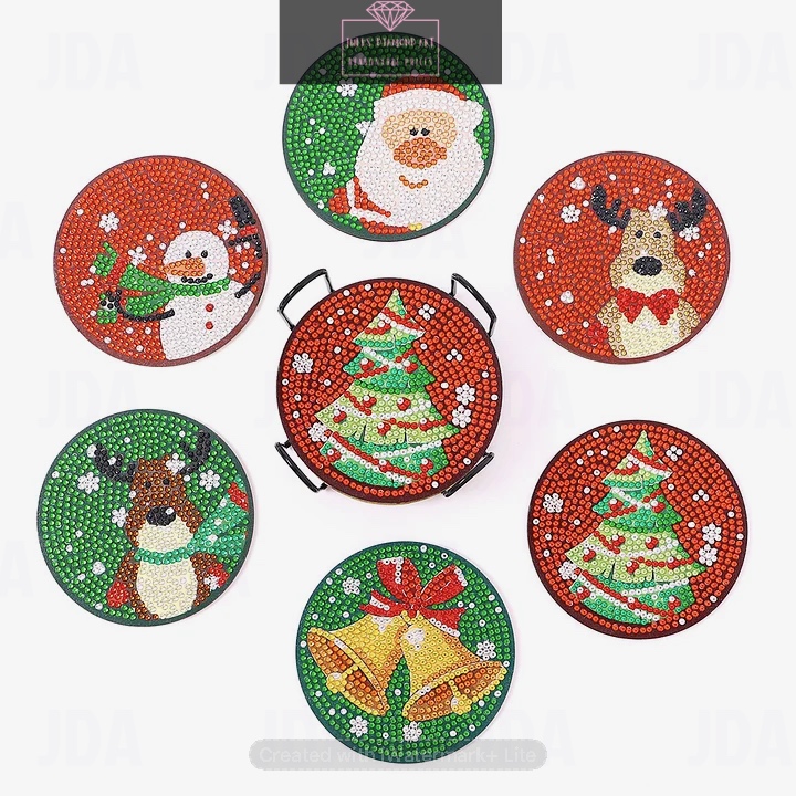 Diamond Painting Coasters Christmas 7 pcs