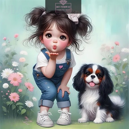 Cute kids 30*30cm full round drill diamond painting