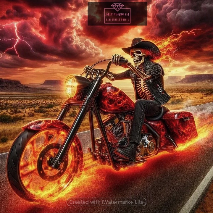 Cool Fire Skill Motorcycle 50*50cm full round drill (40 colours) diamond painting