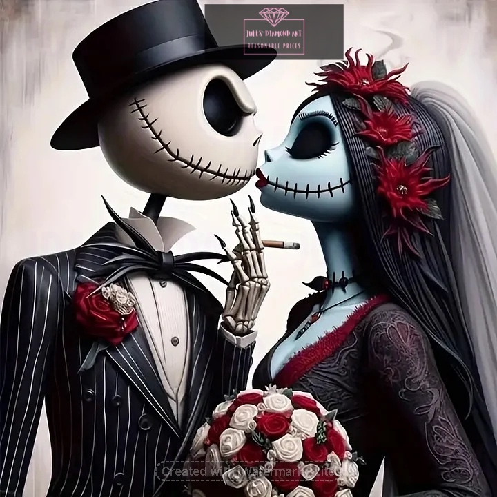 Halloween Jack and Sally 30*30cm full round drill diamond painting