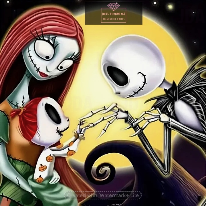 Halloween Jack and Sally 30*30cm full round drill diamond painting