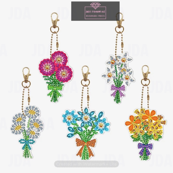 5 pcs Diamond Painting Keychain Bouquet