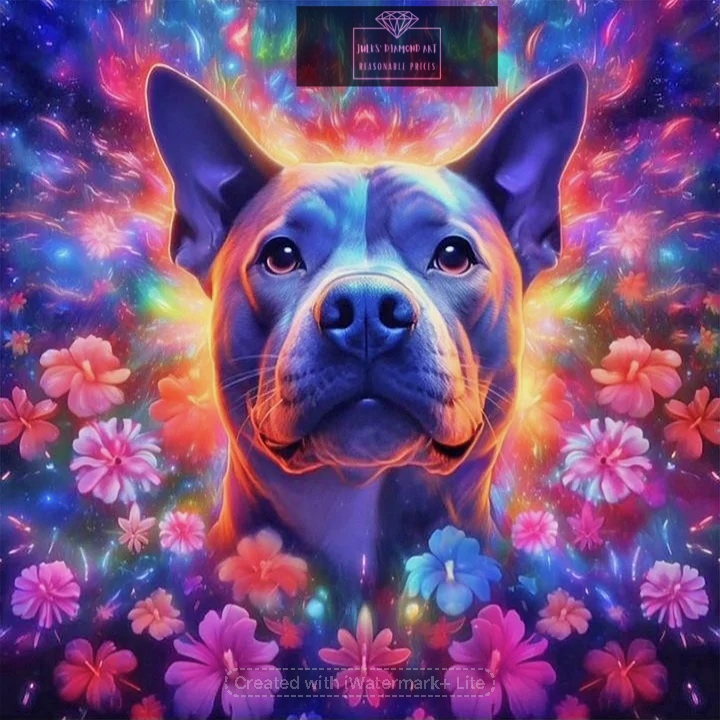 Colorful Dog 30*30cm full round drill diamond painting