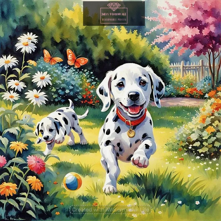 Playful Dog 40*40cm full round drill diamond painting