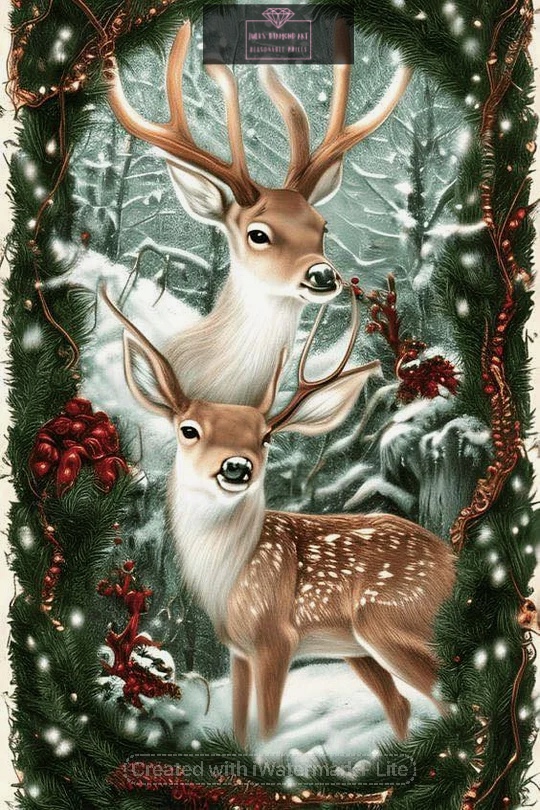 Christmas Elk 50*70cm full round drill (40 colours) diamond painting