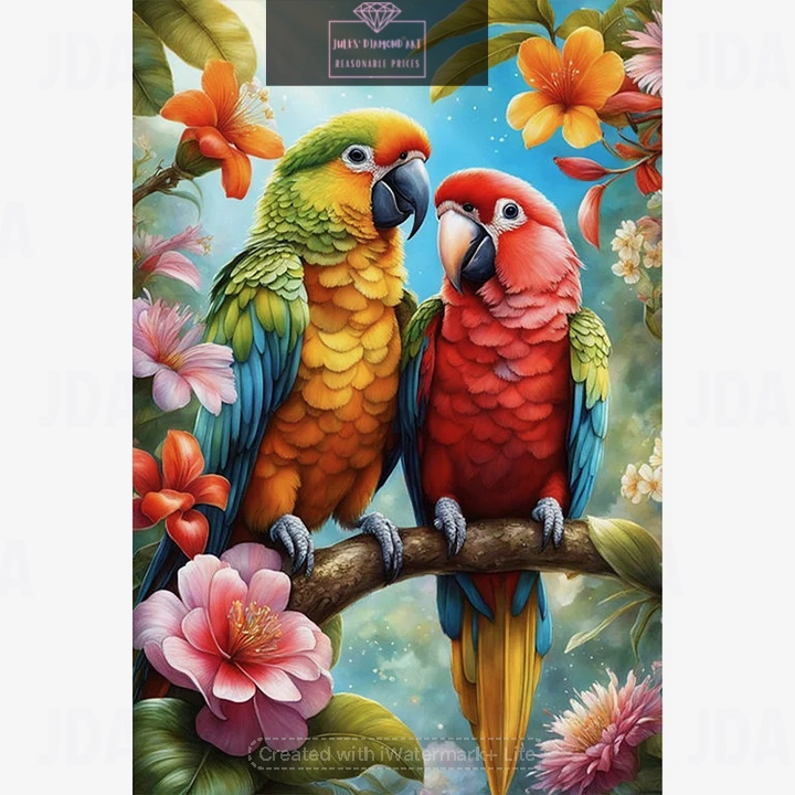 Pair of Parrots 40*60cm full square drill diamond painting with AB drills