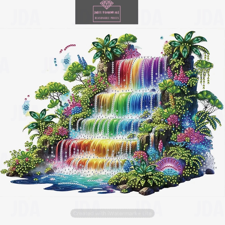 Rainbow Waterfall 40*30cm special shaped drill diamond painting