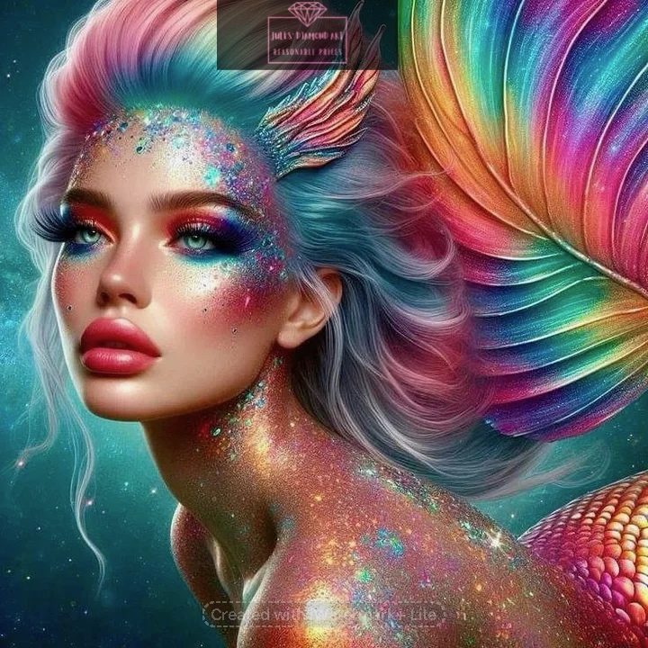 Colorful Mermaid Beauty 50*50cm full round drills (50 colours) diamond painting