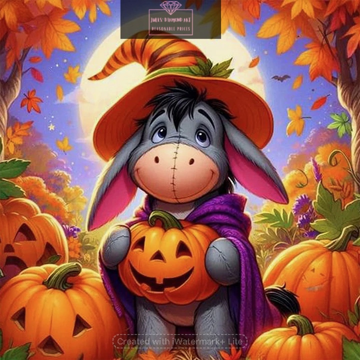 Halloween Eeyore 40*40cm round drill diamond painting with AB drills