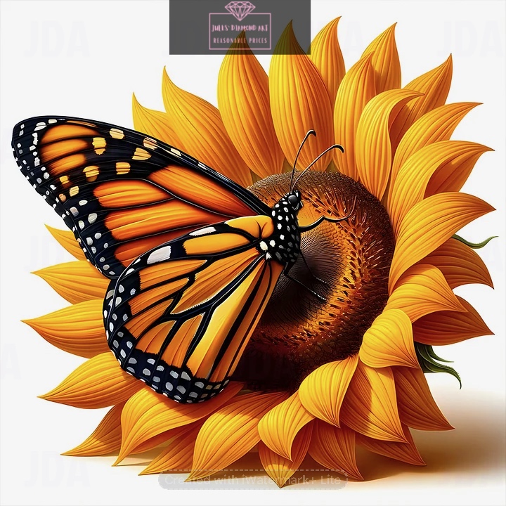 Sunflower Butterfly 30*30cm full round drill diamond painting