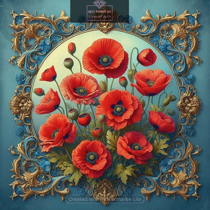 Poppy 40*40cm full round drill diamond painting with AB drills