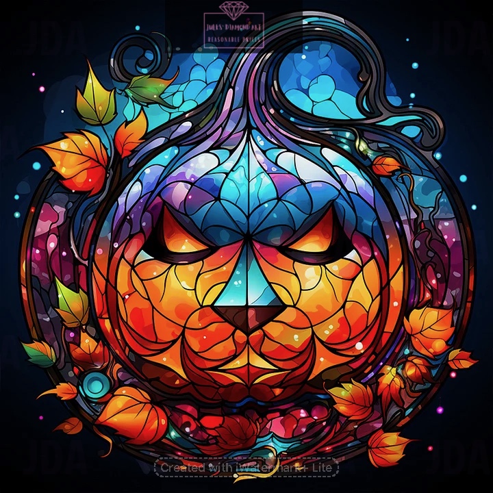 Halloween Funny Pumpkin Glass Painting 30*30cm full round drill diamond painting