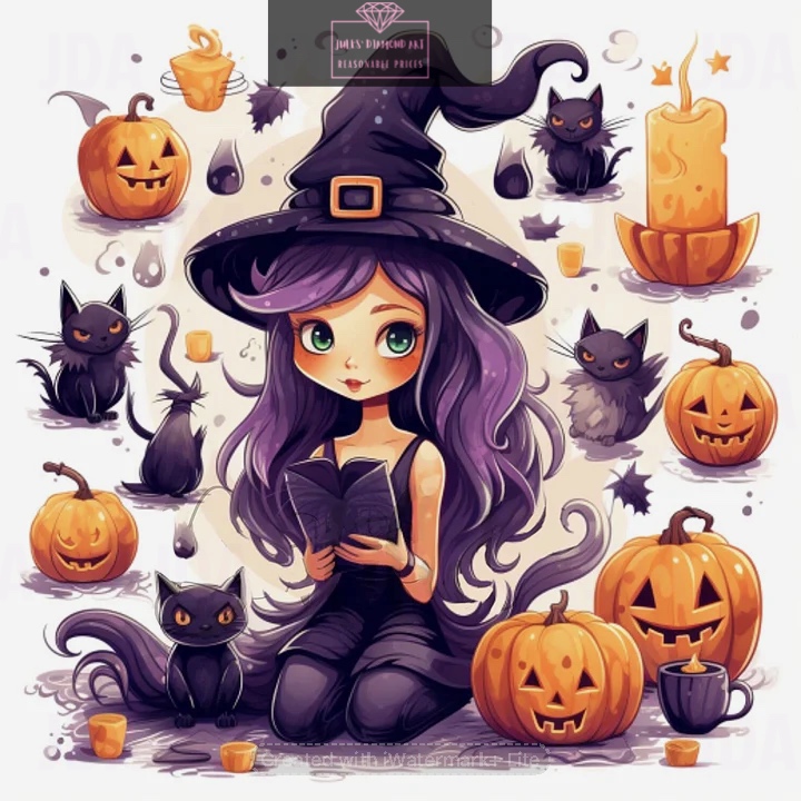 Pumpkin Witch Girl 30*30cm full round drill diamond painting