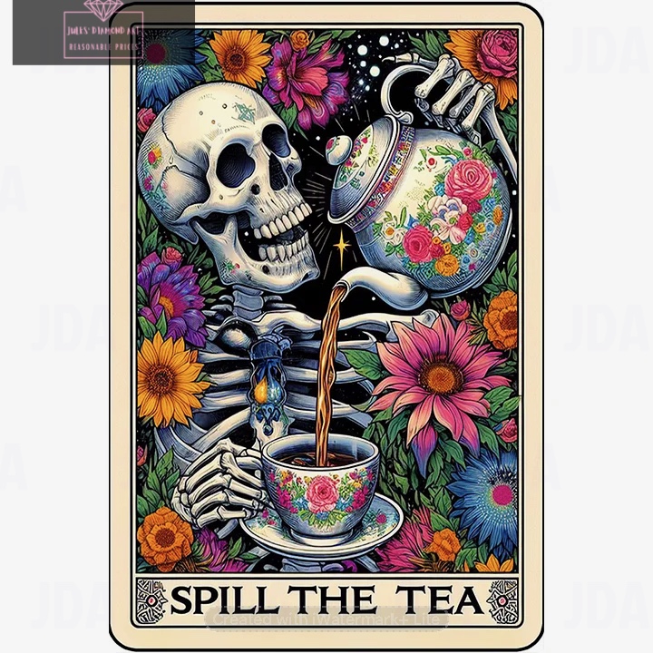 Skeleton Drinking Tea Tarot 40*60cm full round drill diamond painting