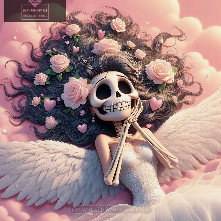 Angel Skull Girl 40*40cm full round drill diamond painting