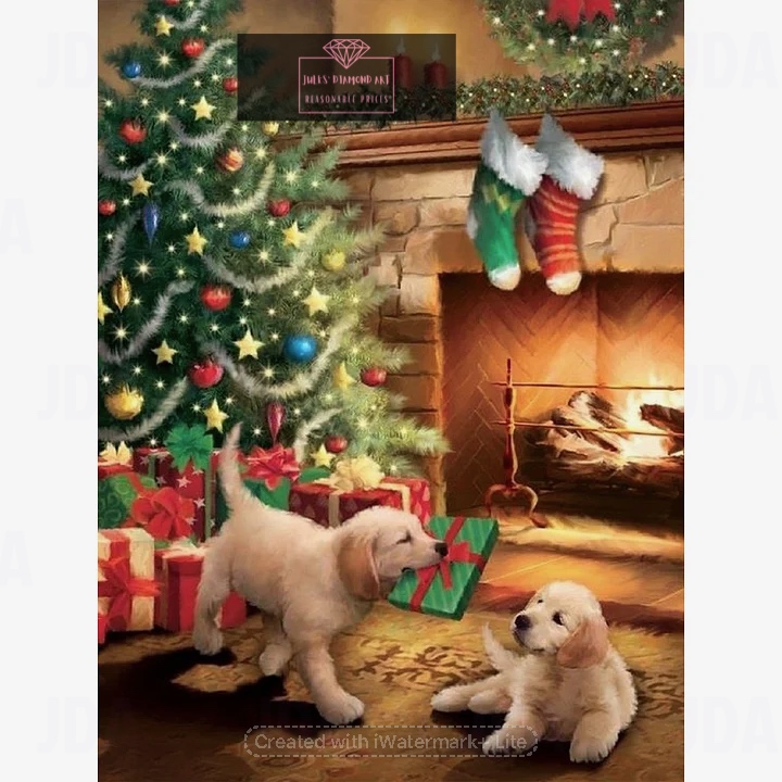 Christmas Golden Retriever 30*40cm full round drill diamond painting