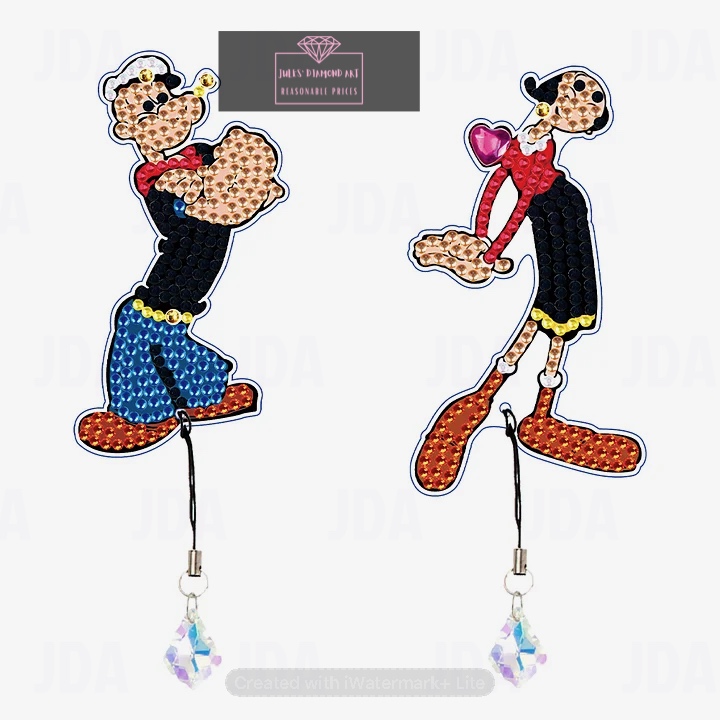 2 pcs Special Shape Popeye Diamond Painting Bookmark