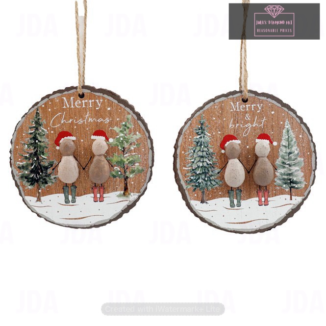 10cm Pebble Christmas Hanging Plaque