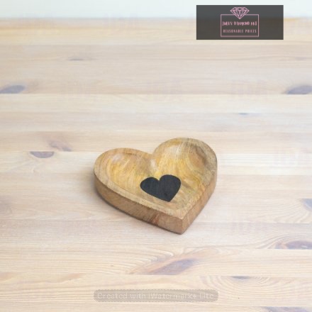 Small Wooden Heart Tray 15cm