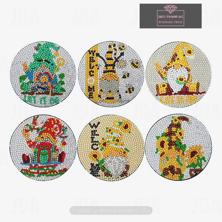 6 pcs Wooden Coaster Goblin Diamond Painting