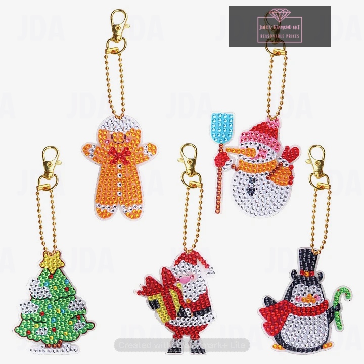 Diamond Painting Keychain 5 pcs Christmas