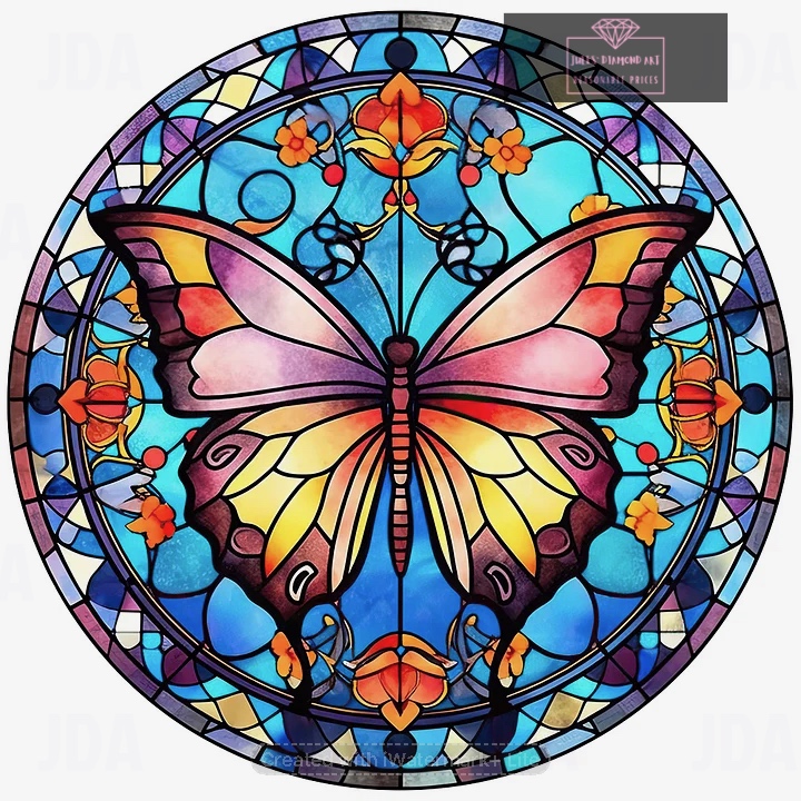 Butterfly Glass Painting 30*30cm full round drill diamond painting