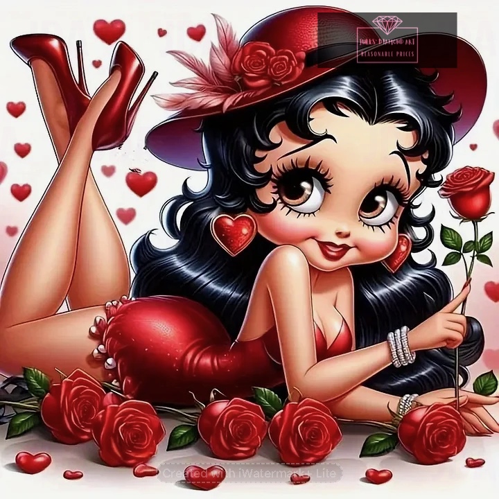 Cartoon Lady Rose 30*30cm full round drill diamond painting