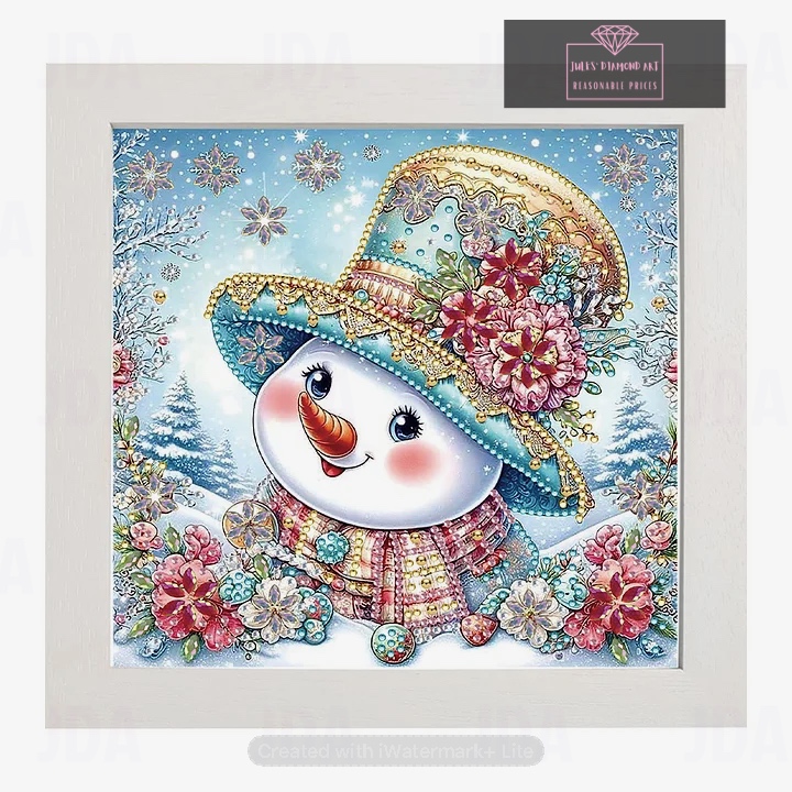 Framed Christmas Snowman 19.2*19.2cm special shaped drill diamond painting