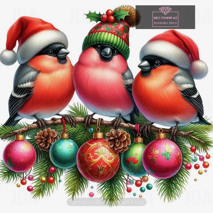 Christmas Birds 30*30cm full round drill diamond painting