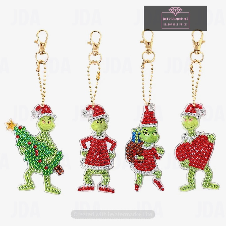 4 pcs Diamond Painting Keychain Grinch