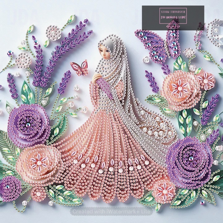 Quilling Paper Flower Girl 30*30cm special shaped drill diamond painting