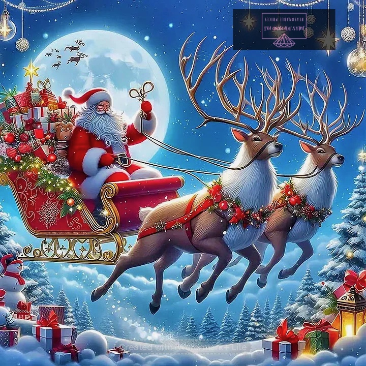 Santa Claus's Gifts 55*55cm full round drill (50 colours) diamond painting