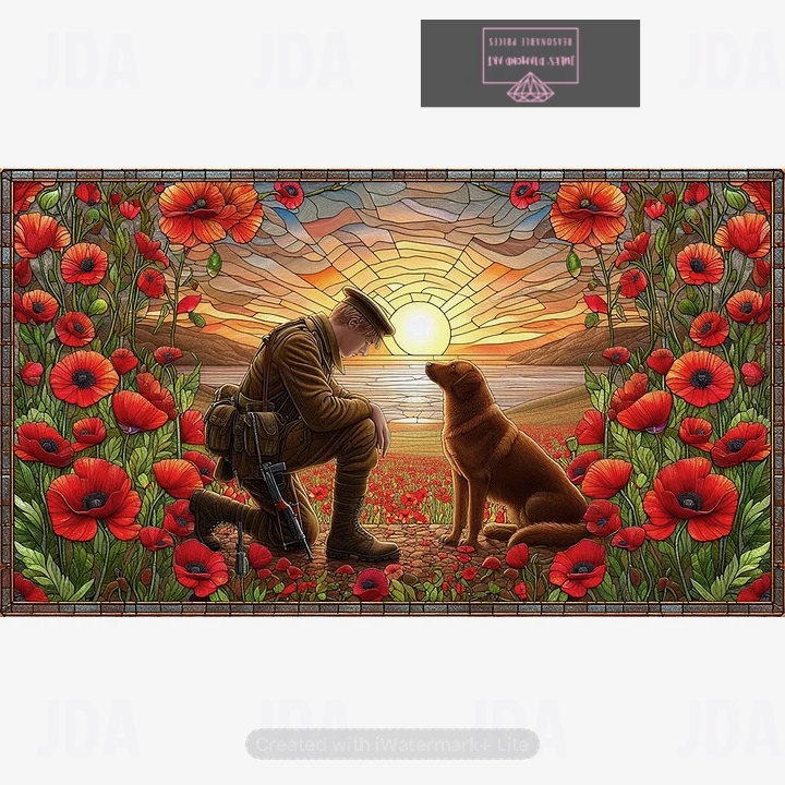 Warrior with War Dog 40*70cm full round drill diamond painting