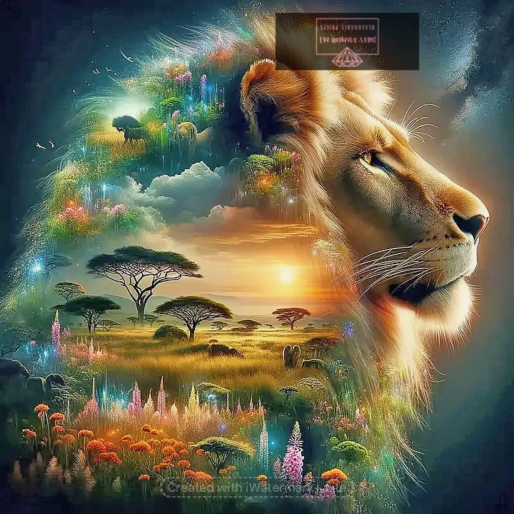 Lion Savana 50*50cm full round drill (50 colours) diamond painting