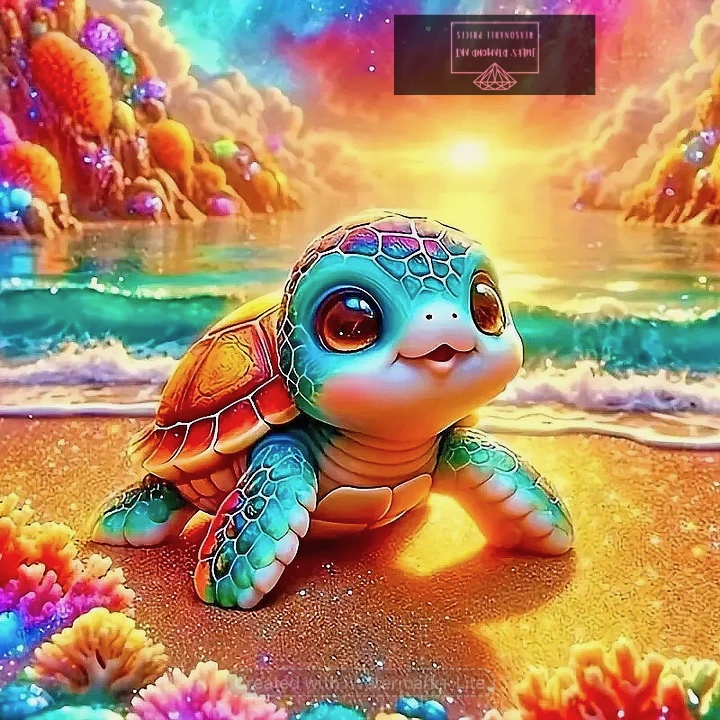 Seaside Cute Turtle 40*40cm full round drill (40 colours) diamond painting