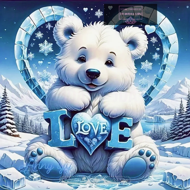 Love Ice World Bear 30*30cm full round drill diamond painting