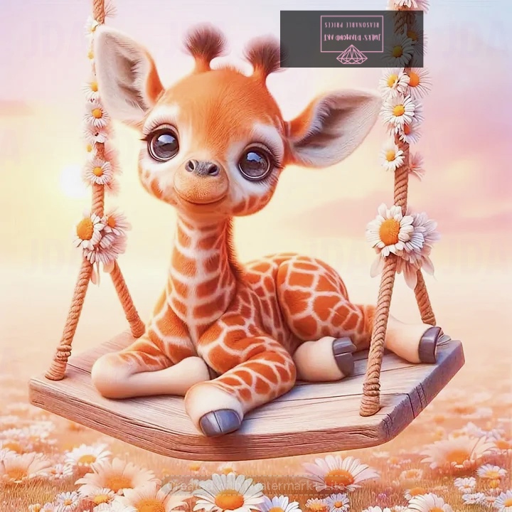 Cute Giraffe 30*30cm full round drill diamond painting