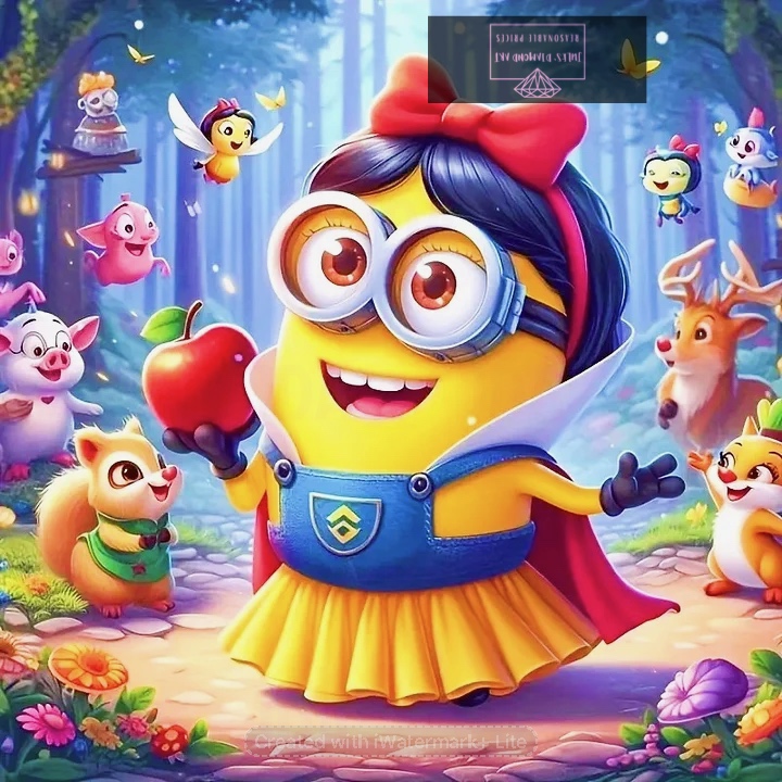 Little Yellow Man in Snow White Costume 30*30cm full round drill diamond painting