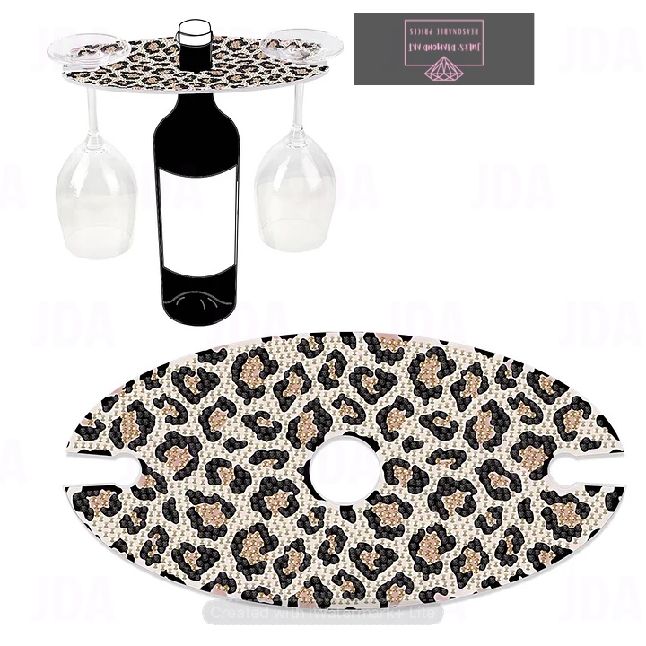 Acrylic Special Shaped Leopard Diamond Painting Wine Glass Organiser