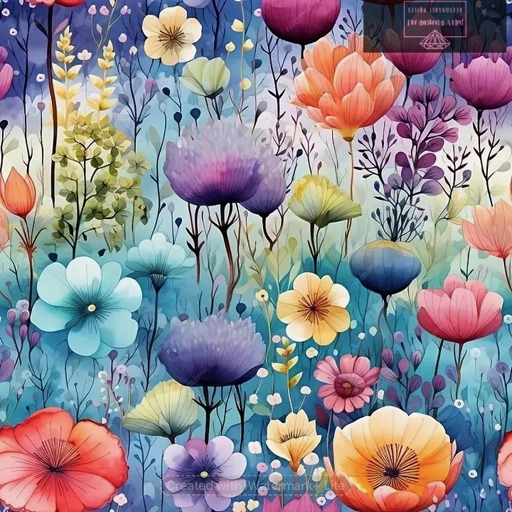 Colourful Flowers 40*40cm full round drill (40 colours) diamond painting