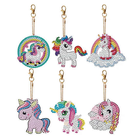 Diamond Painting Key Rings Unicorns 6 pcs