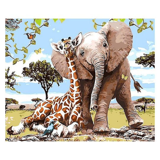 Giraffe Elephant 30*35cm full round drill diamond painting
