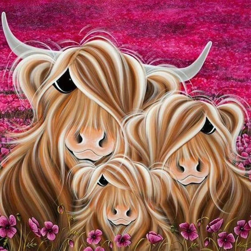 Highland Cows 30*30cm full round drill diamond painting