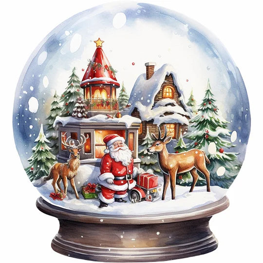 Santa Crystal Ball 30*30cm full round drill diamond painting